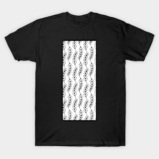 Black and White Leafy Twigs T-Shirt